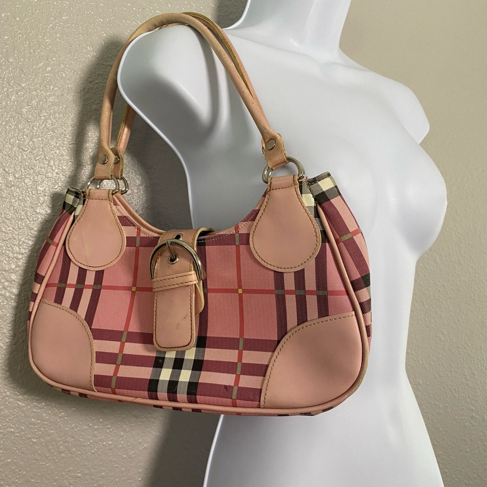 Vintage Y2K Pink Plaid Shoulder Bag Buckle 2000s Preppy Feminine Retro Girly